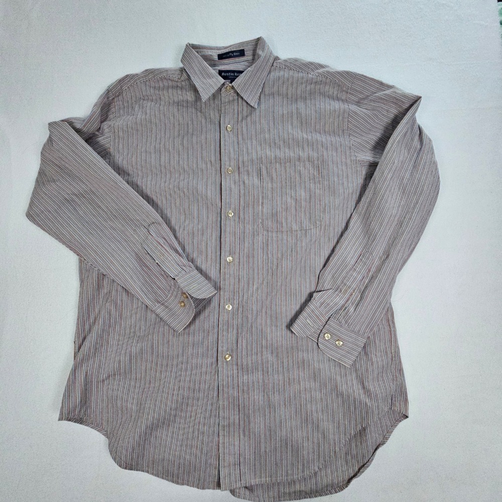 Austin Reed London Mens Large Multi Color Striped 100s 2-Ply Cotton Button Down - Picture 2 of 12